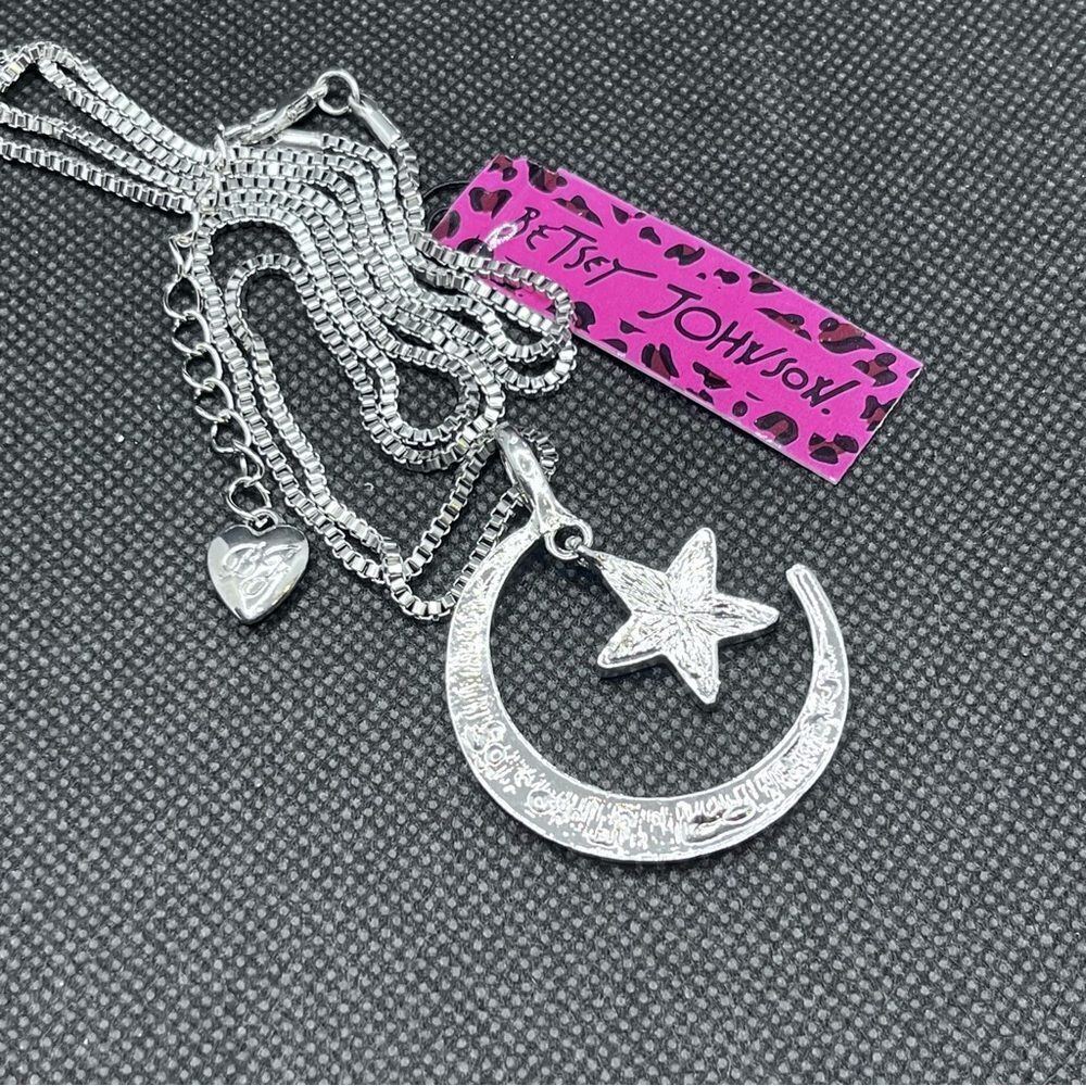 NECKLACE! Betsey Johnson Moon & Star AB Crystal Pendant BNWT Unique & Beautiful - Picture 2 of 5